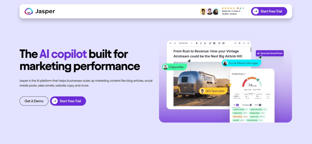 Jasper - An example of an AI powered content creation tool