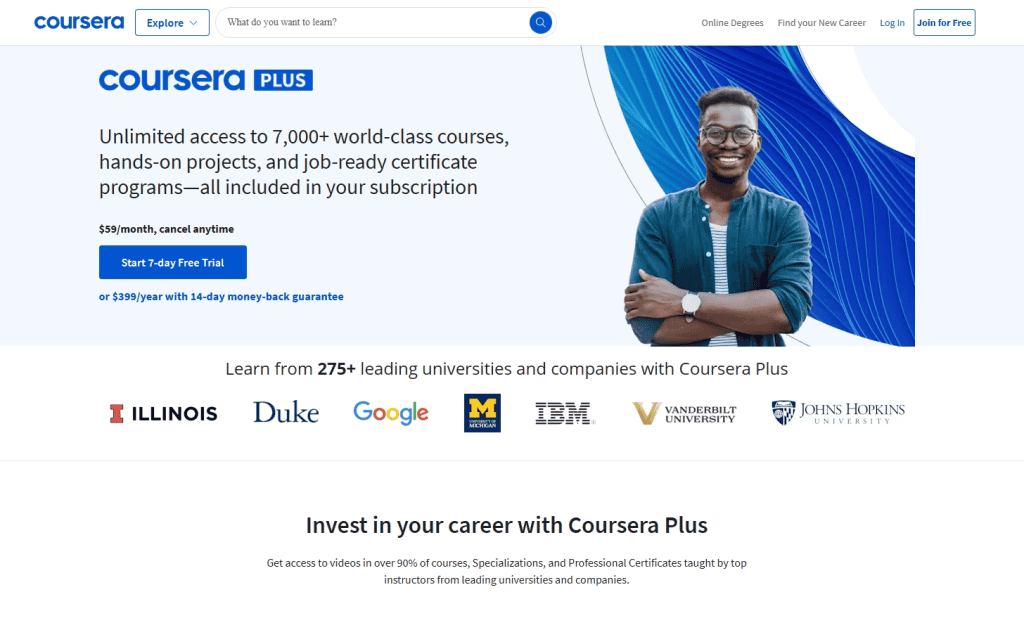 Coursera - An example of an e-learning platform for professional development