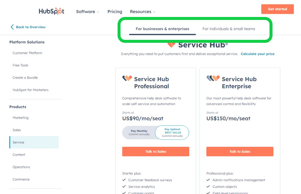 HubSpot's plans are an example of tiered pricing in B2B because it enables customers to scale their solutions by aligning with business growth
