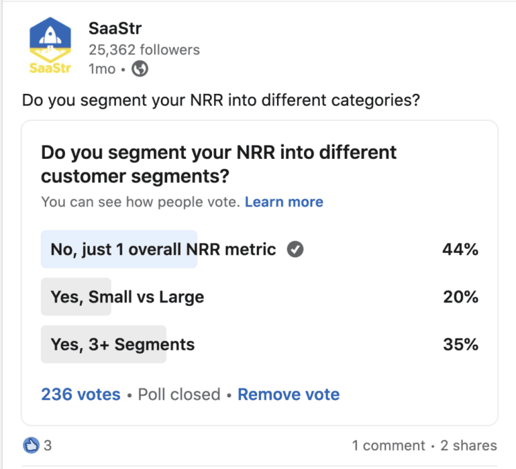 An example of a SaaS related poll from SaaStr