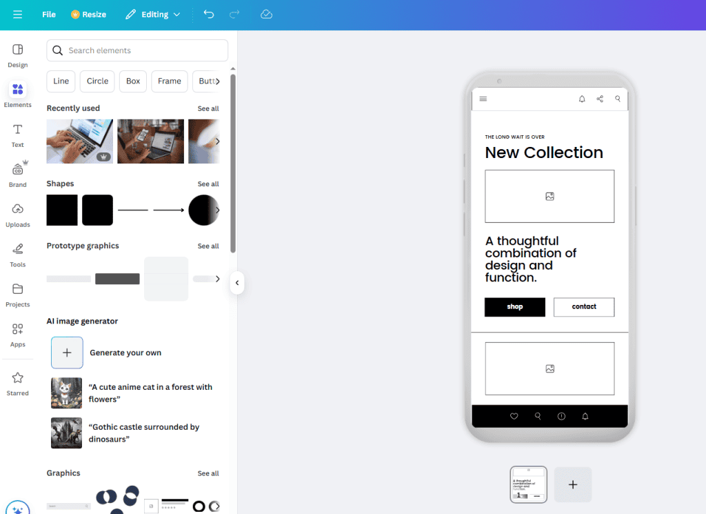 Canva's landing page template can be used for template creation