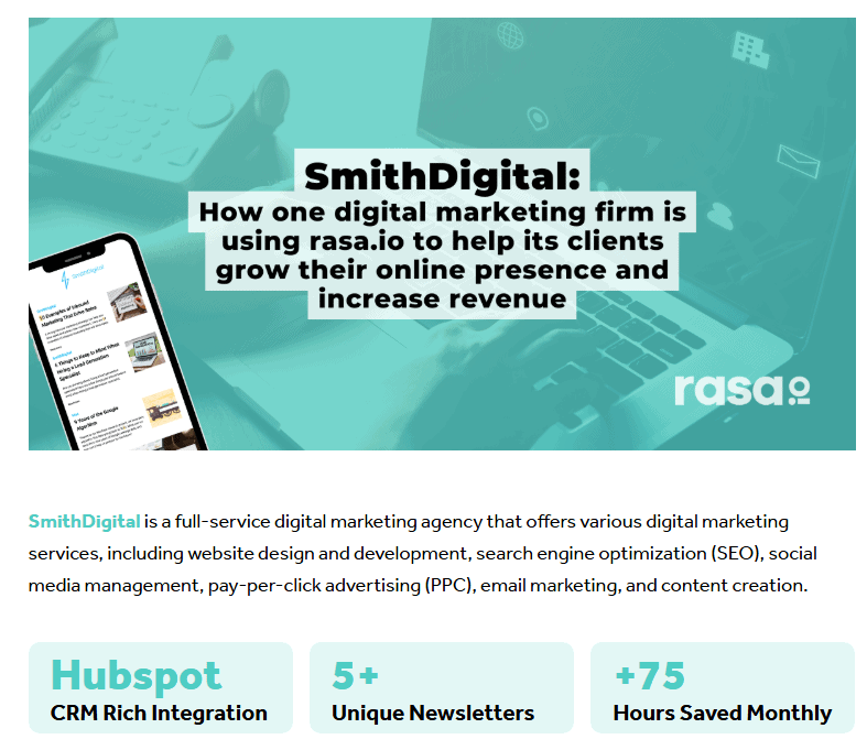 Case Study Cover: How One Digital Marketing Firm Used Rasa IO in Helping Clients Grow Online Presence & Revenue