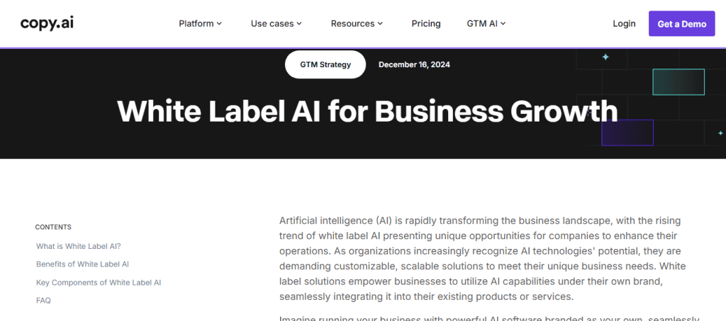 Copy AI - White Label AI Platforms for Content Automation 