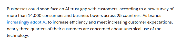 A study revealing how increased AI adoption can also result to bigger gaps in customer trust.